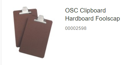 Foolscap Hardboard Single Clipboard