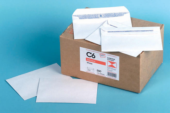 Candida Banker Non-Window Envelope Self Seal 4112 C6 114mm x 162mm White Box of 500