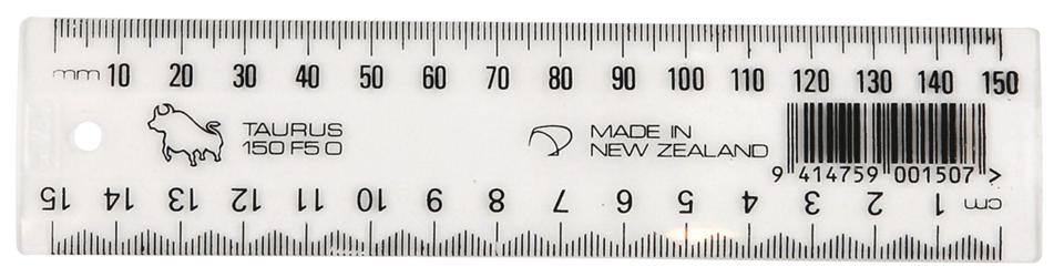 Taurus 15cm Plastic Ruler Clear
