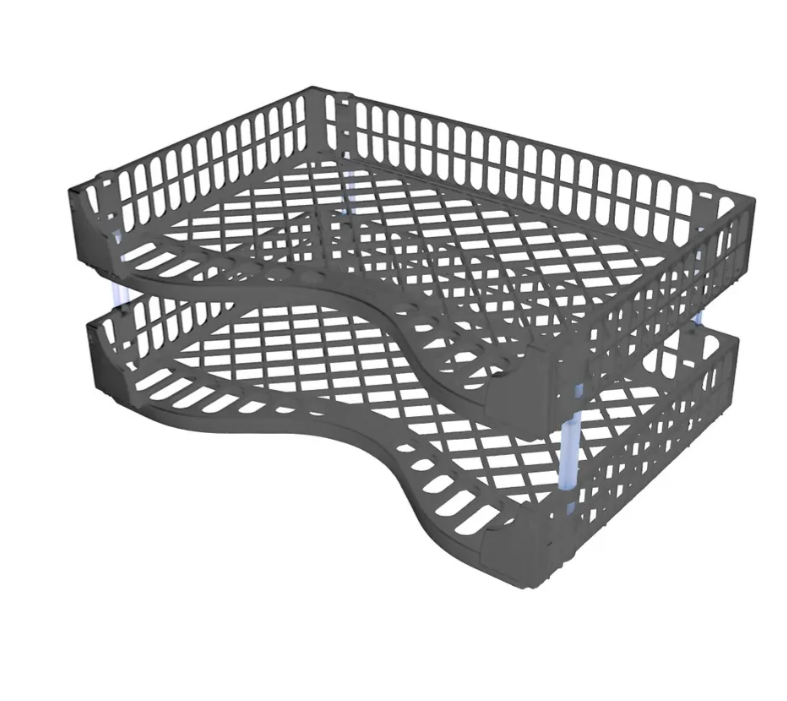 Okin Document Tray With Stackers Stone Grey Pack 2