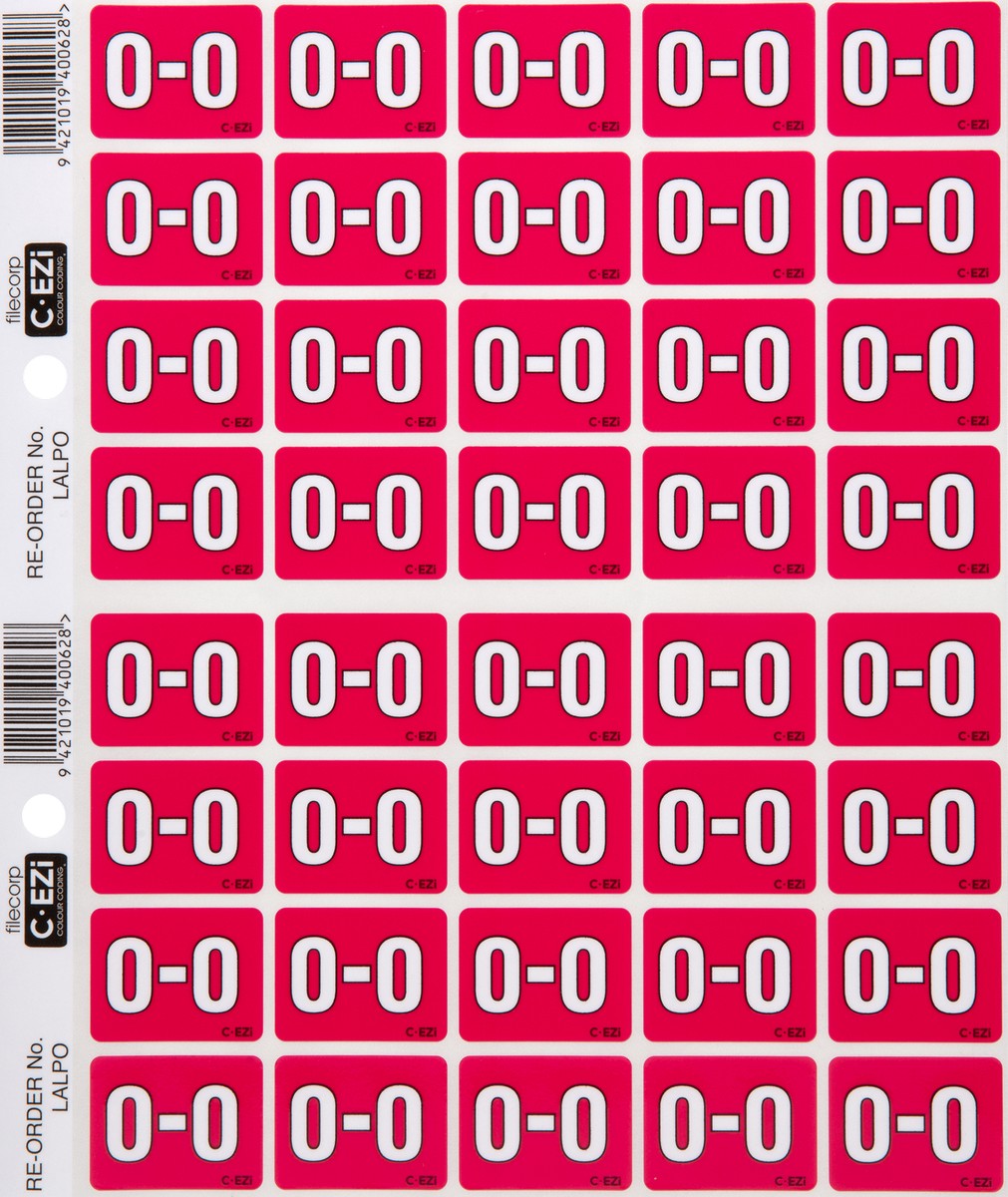 Filecorp C-Ezi Alpha Lateral Labels Letter O 24mm Sheet of 40