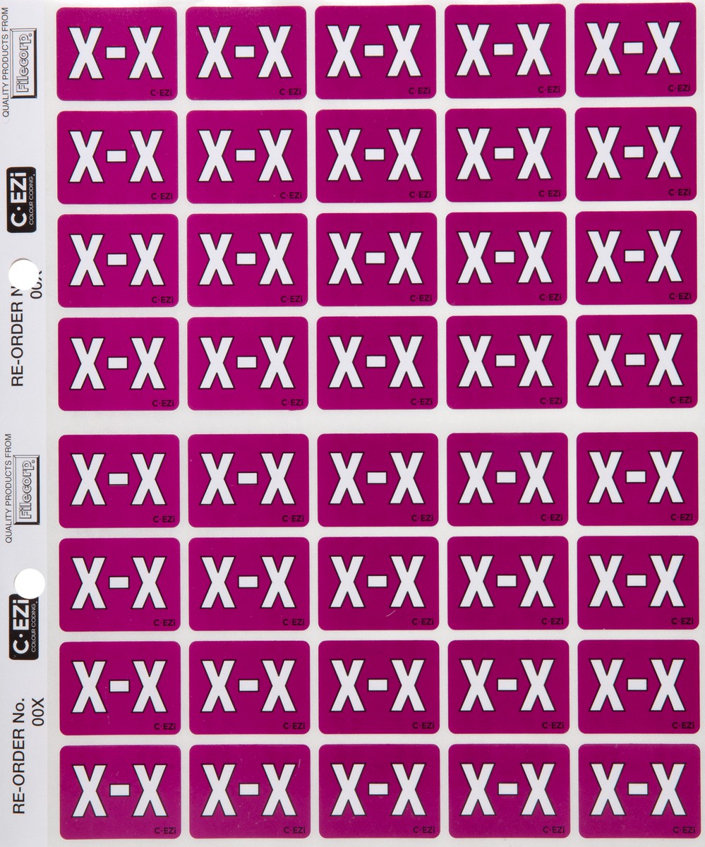 Filecorp C-Ezi Alpha Lateral Labels Letter X 24mm Sheet of 40