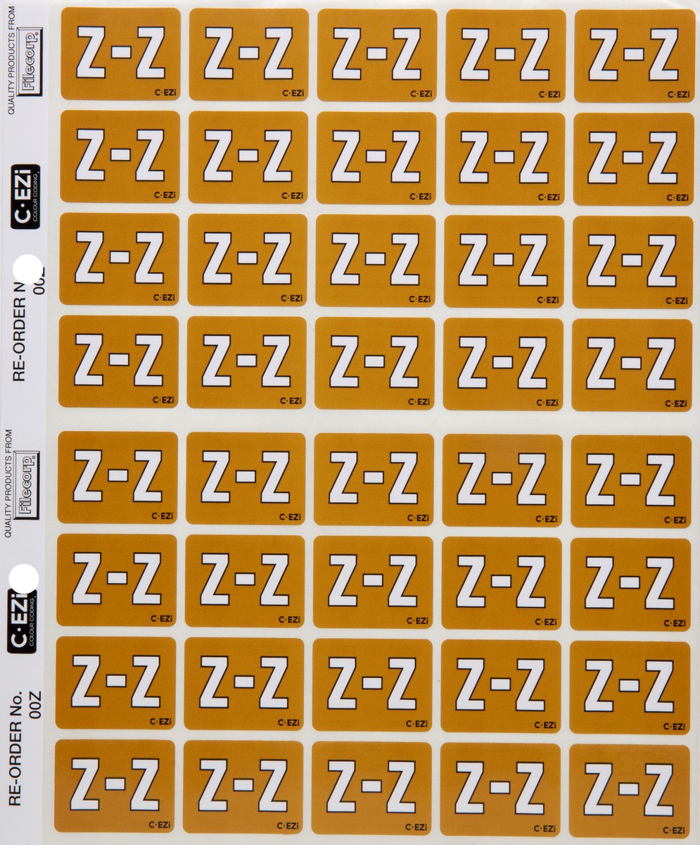 Filecorp C-Ezi Alpha Lateral Labels Letter Z 24mm Sheet of 40