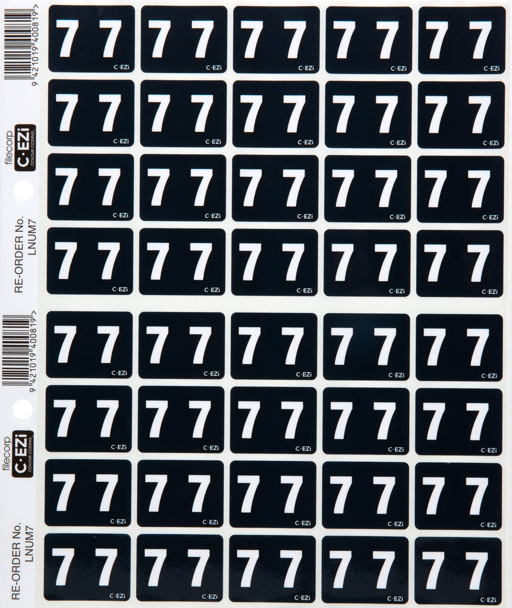 Filecorp C-Ezi Numeric Lateral Labels Number 7, 24mm Sheet of 40