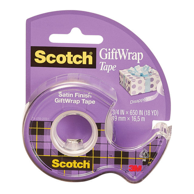 Scotch Gift Wrap Tape 15 19mm x 16.5m, 12 Dispensers on Clipstrip