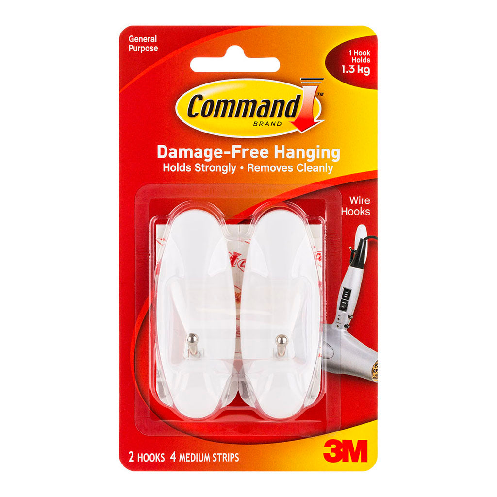 Command Hook 17068 Medium White Wire Pk/2