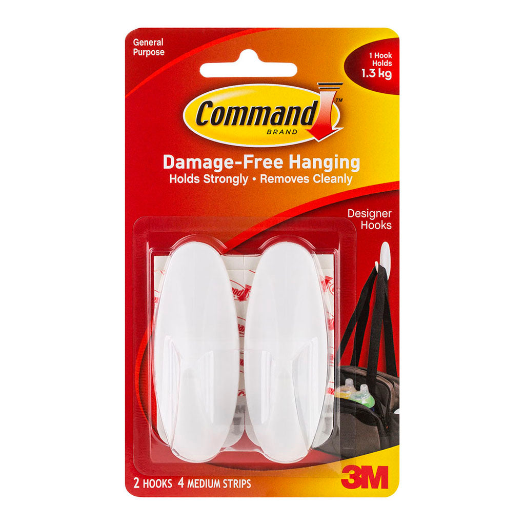 Command Hook 17081 Medium White Designer Pk/2