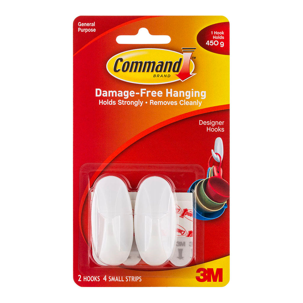 Command Hook 17082 Small White Designer Pk/2