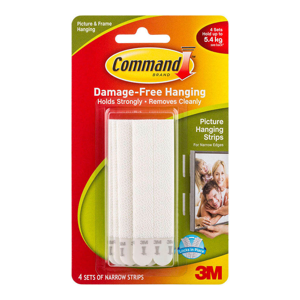 Command Strips Picture Hanging 17207 Narrow White Pk/4 Sets