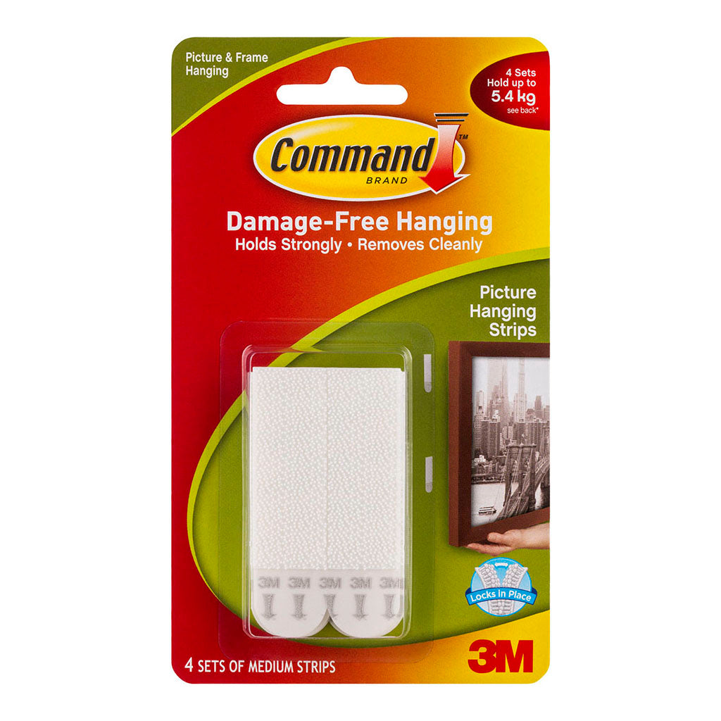 Command Strips Picture Hanging 17201 Medium White Pk/4 Pairs