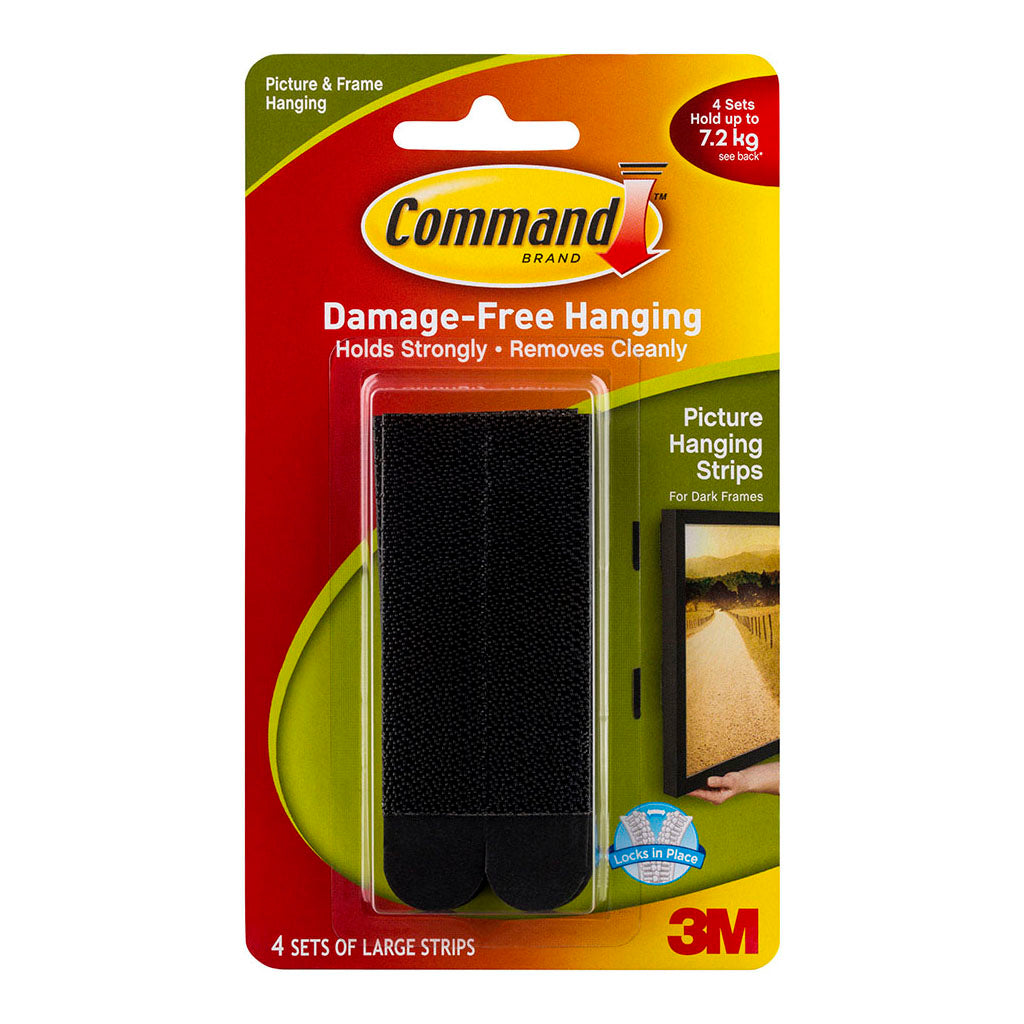 Command Strips Picture Hanging 17206BLK Large Black Pk/4 Sets