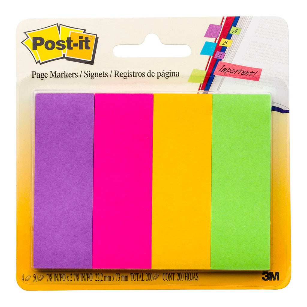 Post-it Page Markers 671-4AU Jaipur Collection 25x76mm 100 Sheet Pads, Pack of 4