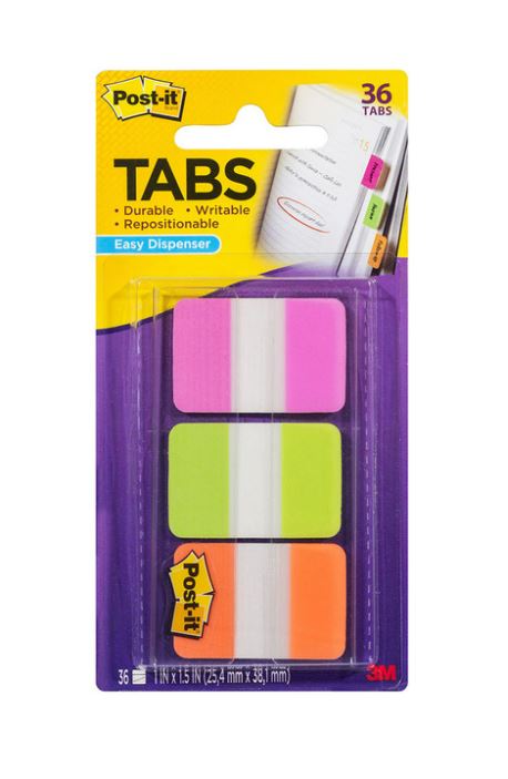Post-it Tabs 686-PGOT 25x38mm Bright, Pack of 3