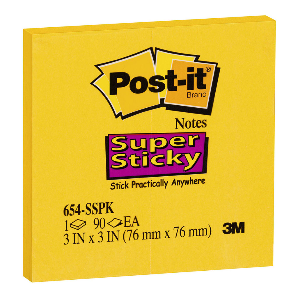 Post-it Super Sticky Notes 654-SSMPDQ 76x76mm, Assorted Pack of 18
