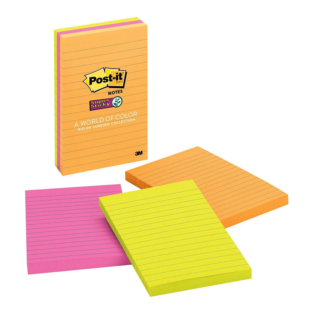 Post-it Super Sticky Lined Notes 660-3SSUC 101x152 Rio, Pack of 3