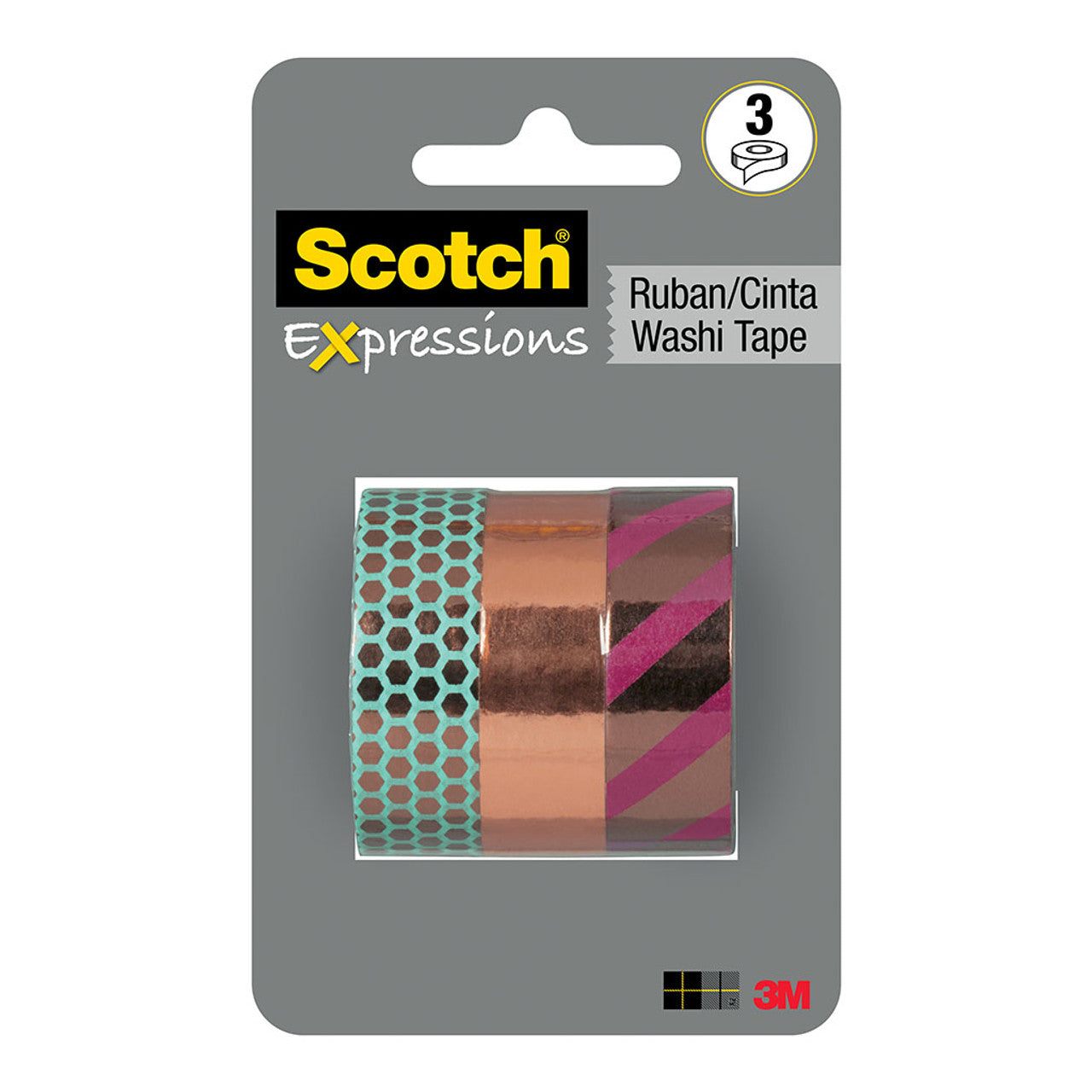 Scotch Washi Tape C617-3PK-CPR Foil Copper 15mmx7m, Pack of 3