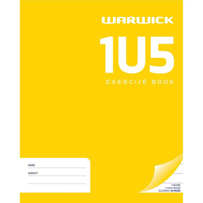 Warwick Exercise Book 1U5 12mm 1/3 Unruled 2/3 Ruled 32 Leaf 255x205mm