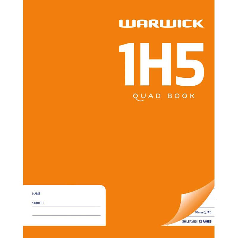 Warwick Exercise Book 1H5 36 Leaf With Margin Quad 10mm 255x205mm