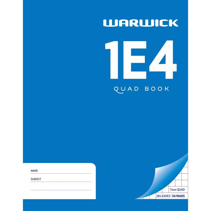 Warwick Exercise Book 1E4 28 Leaf Quad 7mm 230x180mm