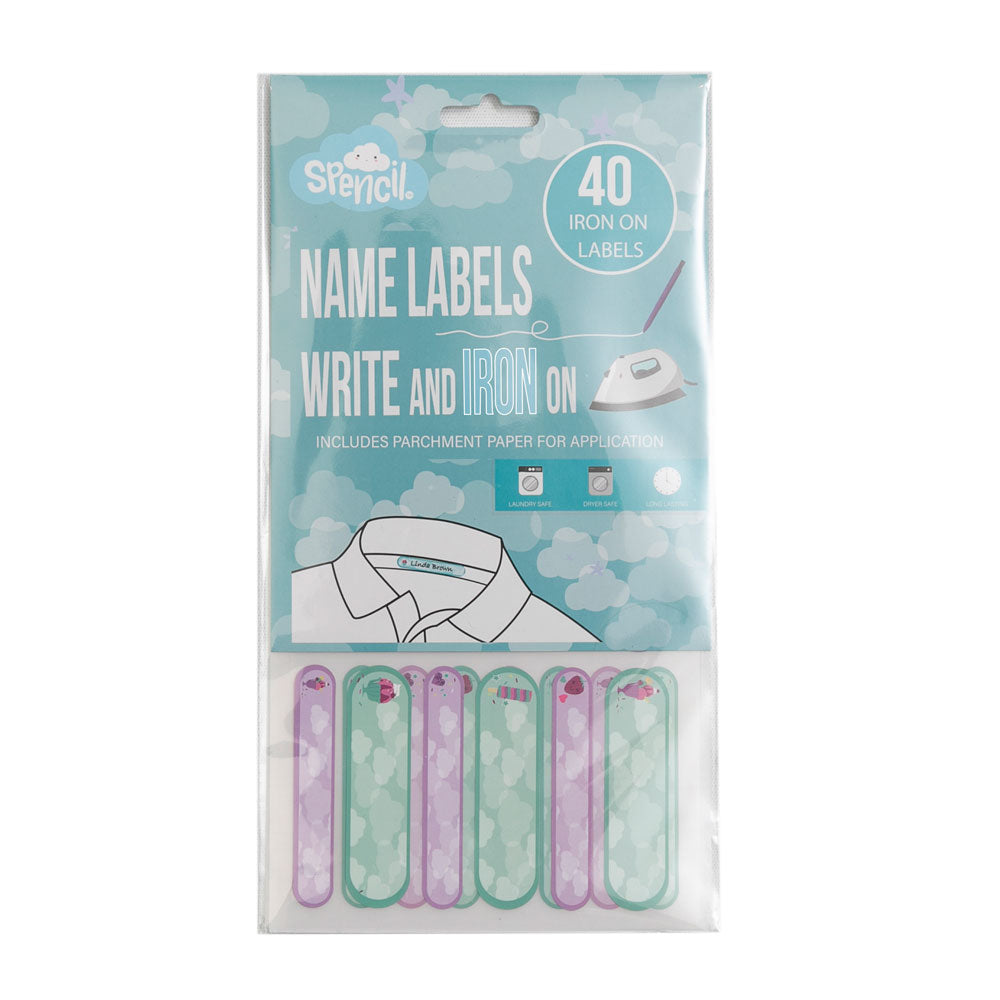Spencil Write and Iron On Name Labels 40pk Teal