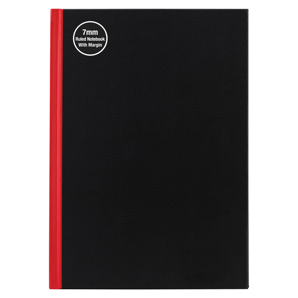 Milford Notebook A4 7mm with Margin Red & Black 100Lf