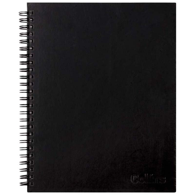 Collins Unruled Wiro Notebook 225x175 Black 80 Leaf
