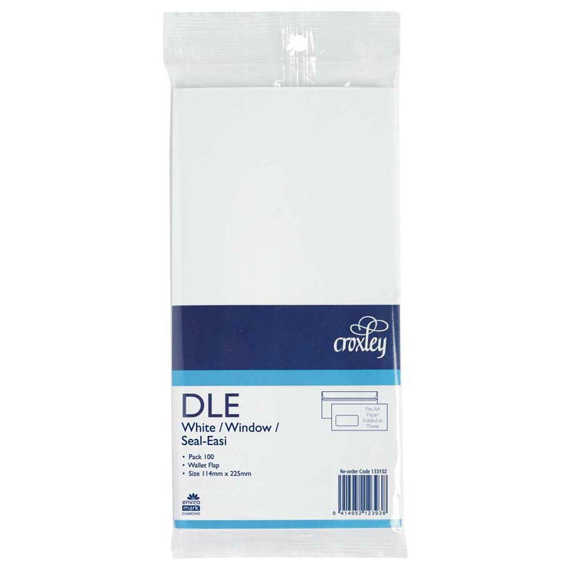 Croxley Envelope Dle Window Seal Easi 100 Pack