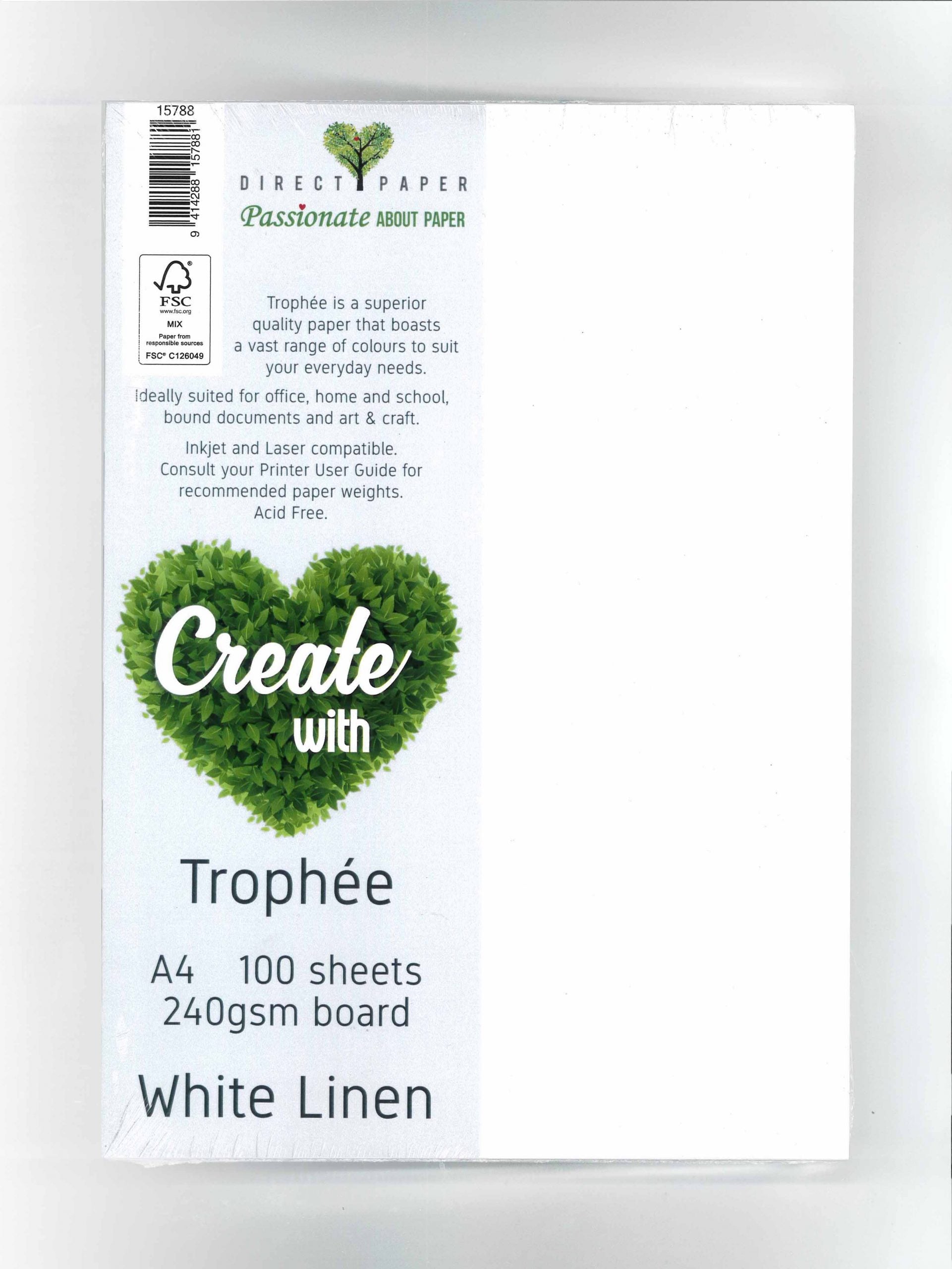 Trophee A4 240gsm 100pk White Linen