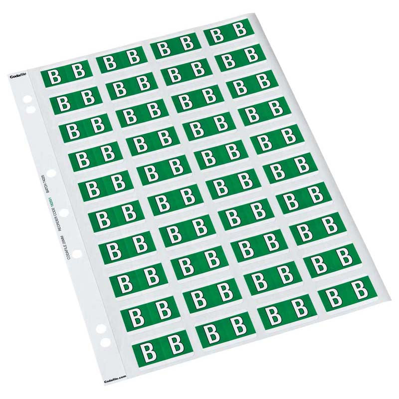 Codafile Label Alpha B 25mm Pack 5 Sheets
