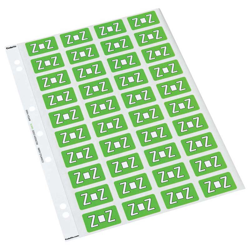 Codafile Label Alpha Z 25mm Pack 5 Sheets