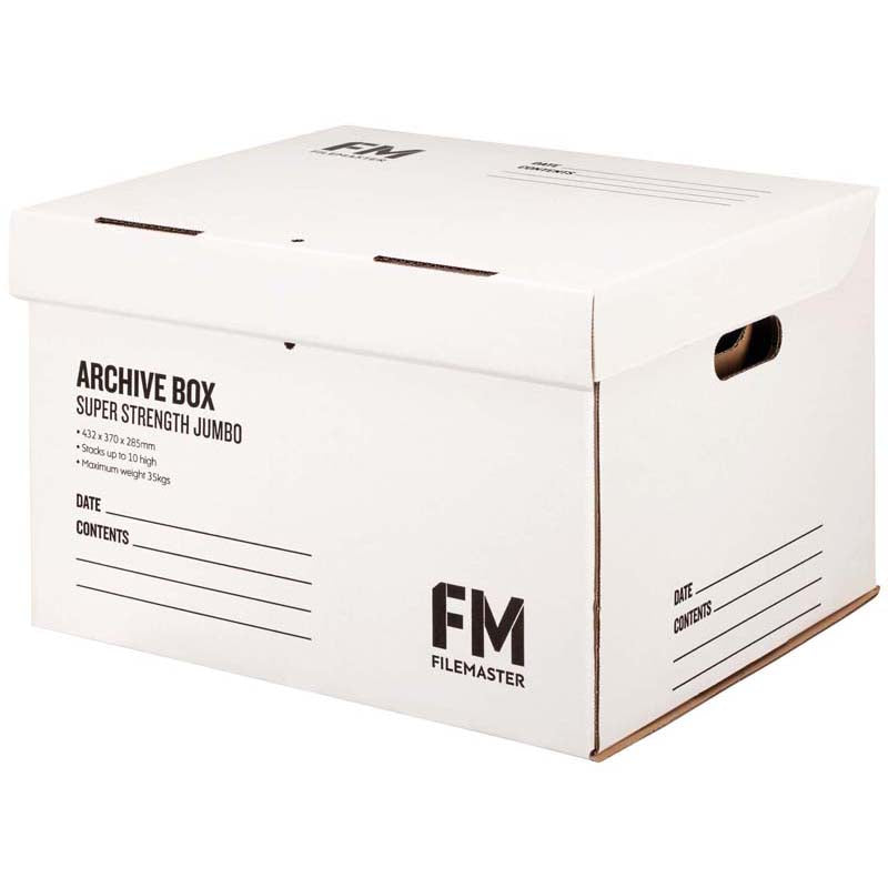 FM Box Archive Jumbo Box Super Strength White 432x370x286mm Inside Measure