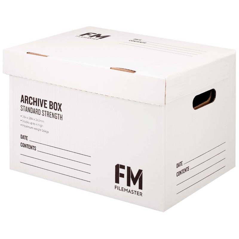 FM Box Archive White Standard* Strength 384x284x262mm Inside Measure