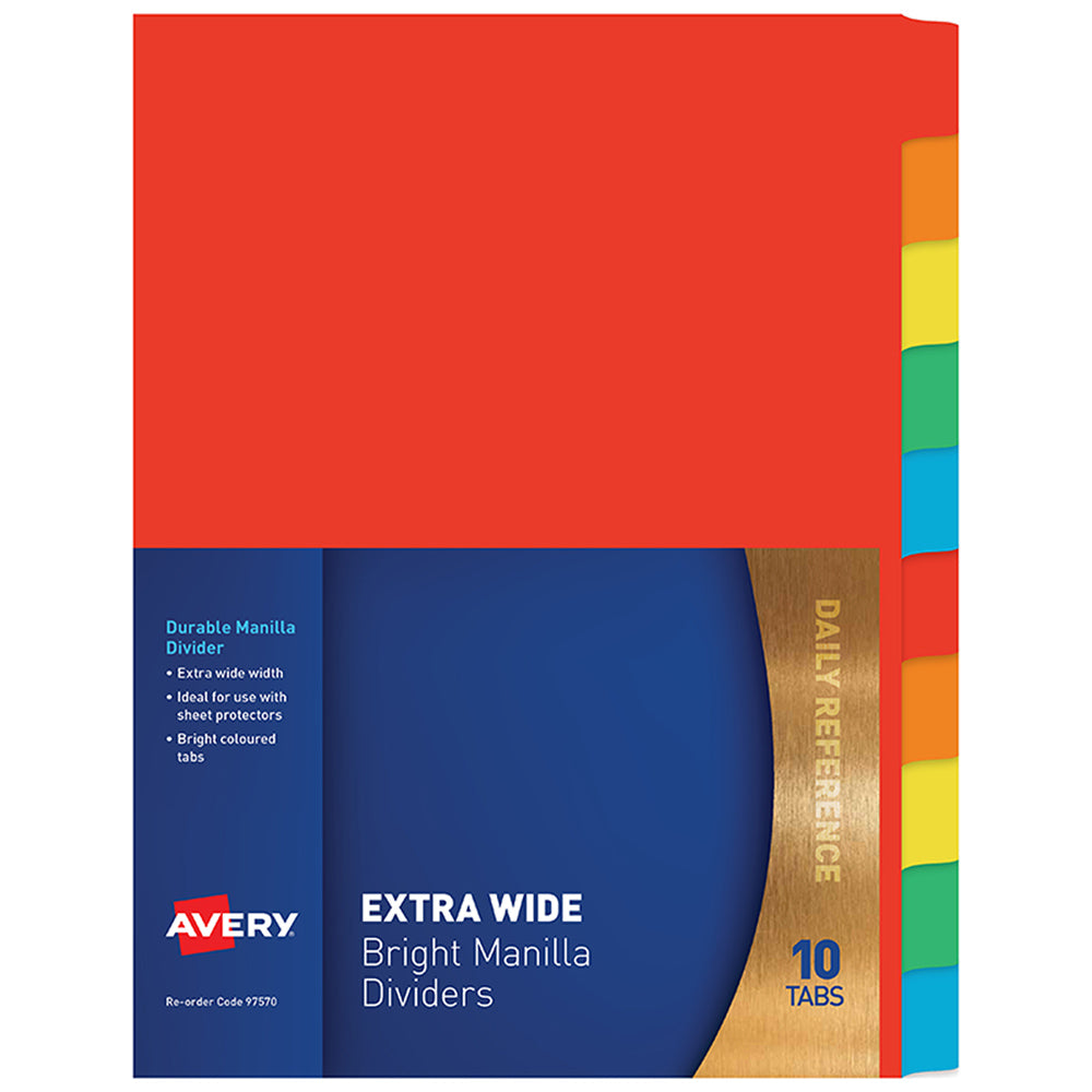 Avery Dividers A4 10 Tab Coloured Manilla Extra Wide (OBSOLETE, Purchase SKU 86702142)