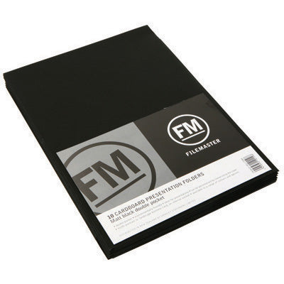 FM Folder Presentation Matte Black 10 Double Pocket Pack 240gsm
