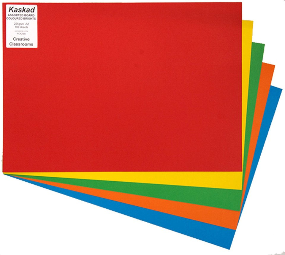 Kaskad Paper A2 225gsm Assorted Colours Pack of 100
