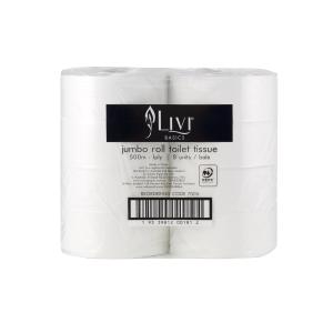 Livi Basic Jumbo Toilet Paper Tissue Roll 1 500m Ply Ctn 8