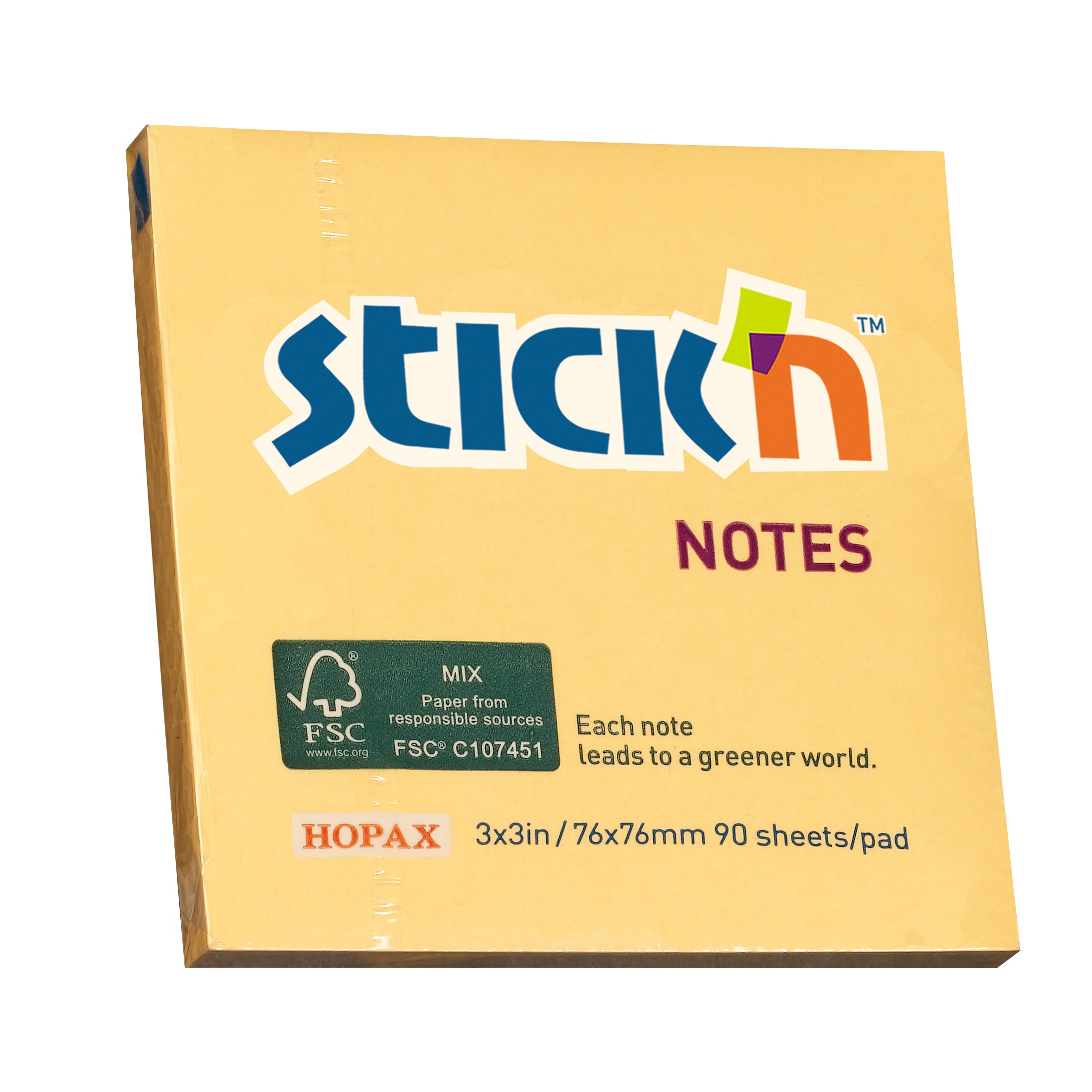 Stick'n Note FSC Mix Credit 76x76mm 90 Sheets Orange