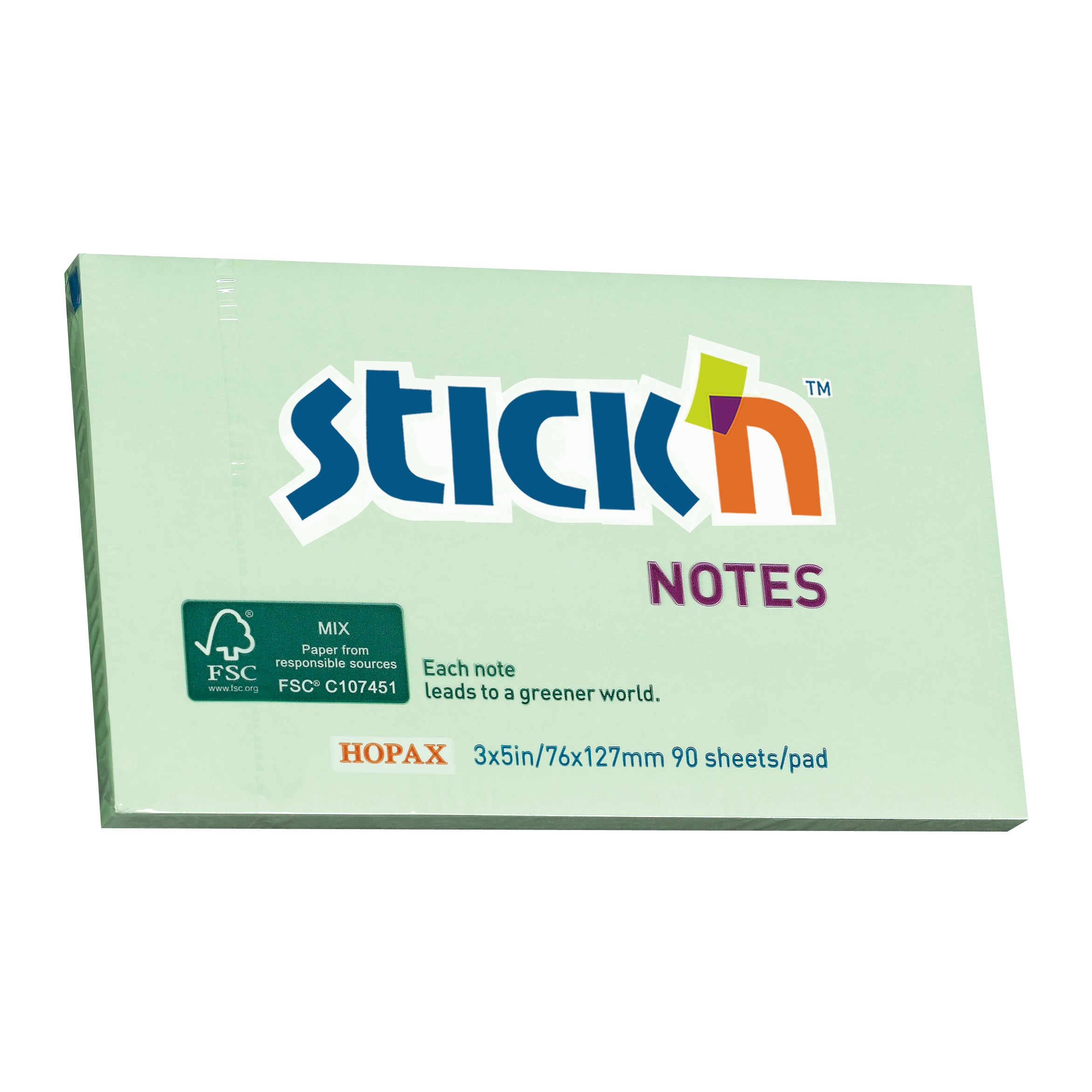Stick'n Note FSC Mix Credit 76x127mm 90 Sheets Green