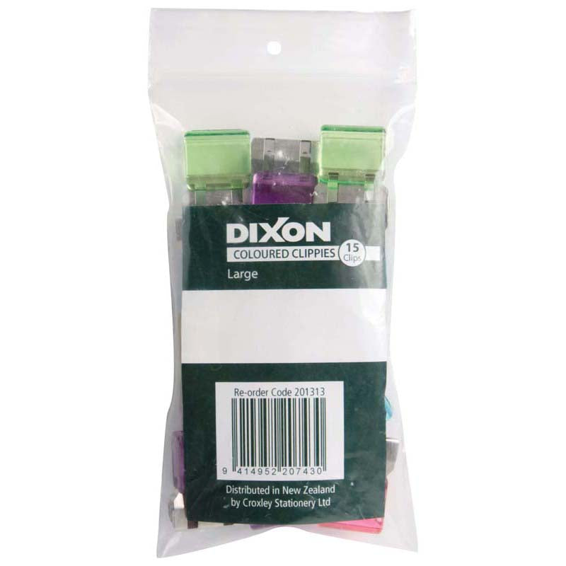 Clippie Dixon Coloured Large Paper Clips 15 Pack