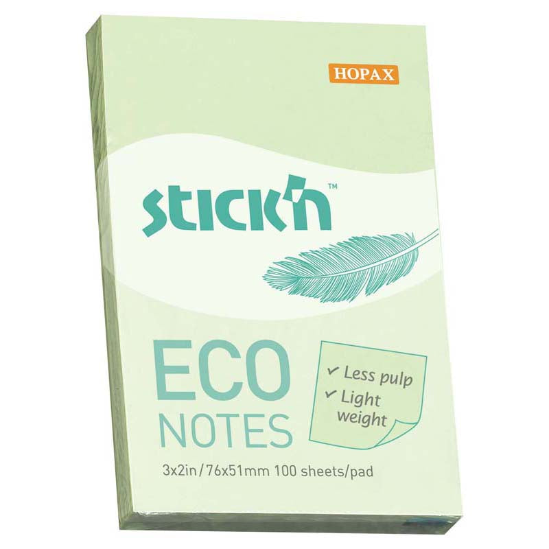 Stick'n Eco Green Pastel 76x51mm 100 Sheets