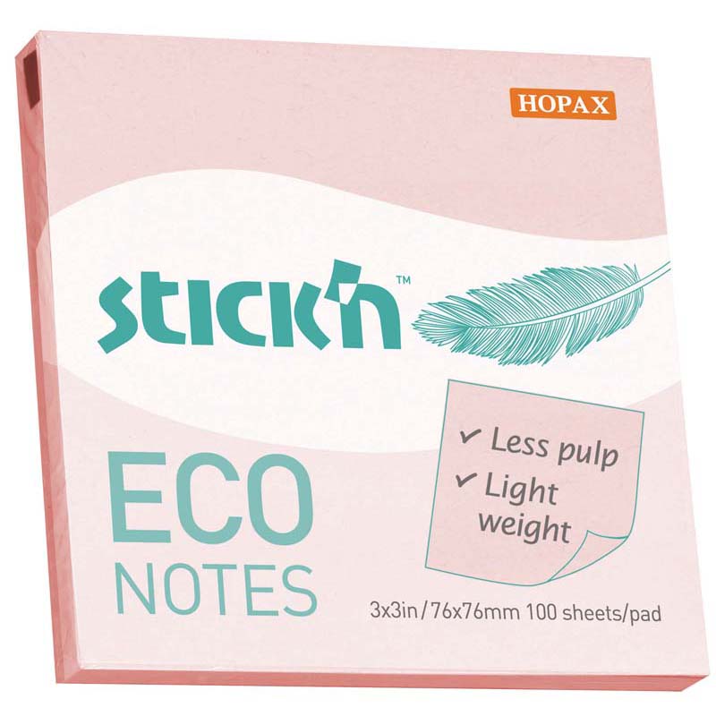 Stick'n Eco Pink Pastel 76x76mm 100 Sheets