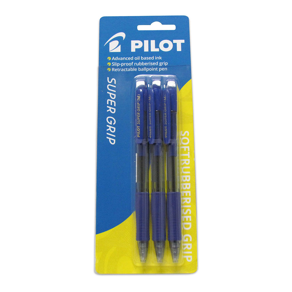 Pilot Super Grip 3 Pack Med Blue Hangsell)