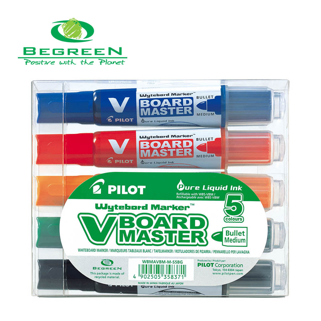 Pilot Marker V Whiteboard Bullet Medium Tip 5 Colour Pack (WBMA-VBM-MS-5BG)