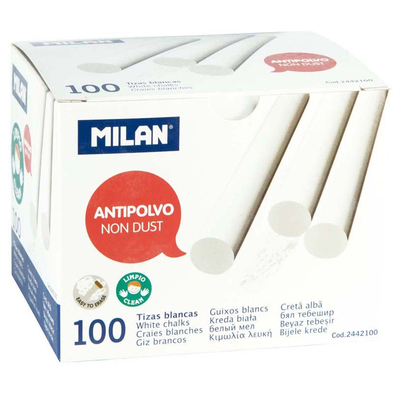 Milan Non Dust Chalk White Pack 100
