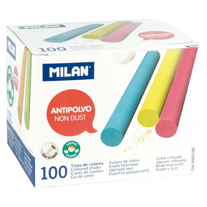 Milan Non Dust Chalk Coloured Pack 100