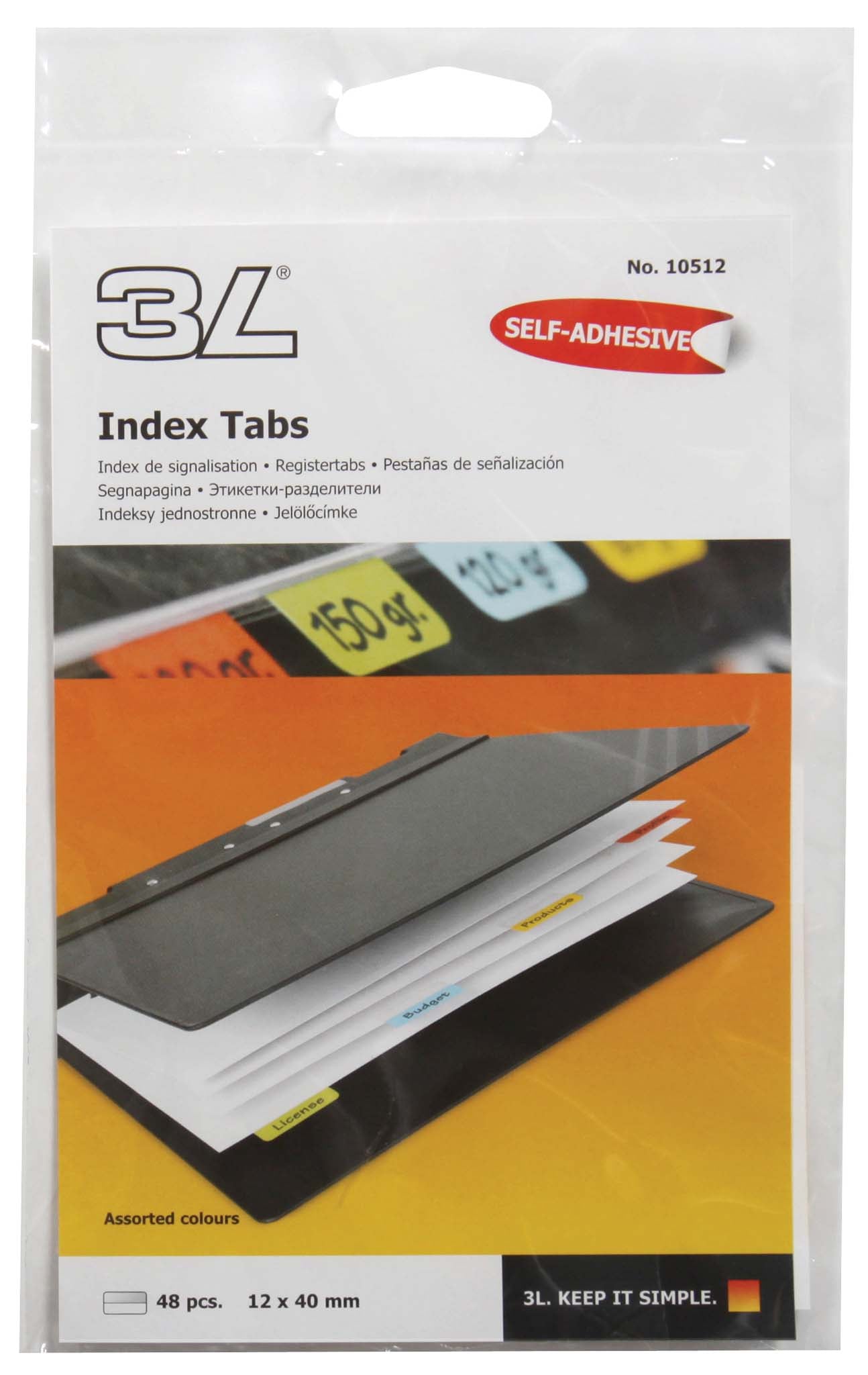 3L Index Tab 40mm Coloured 48 Pack