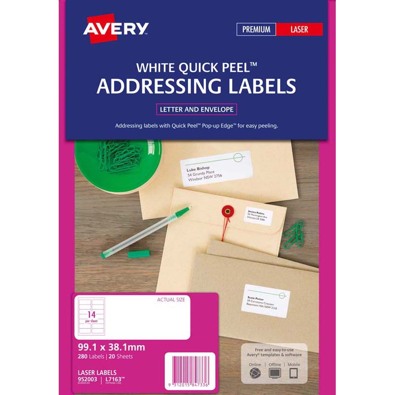 Avery Label L7163-20 20 Sheets Laser