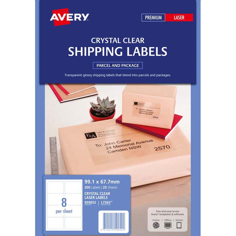 Avery Label L7565-25 Clear 25 Sheets