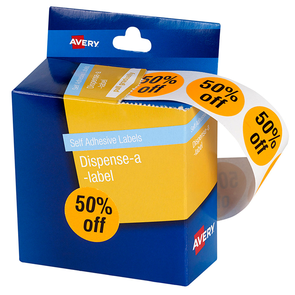 Avery Label DMC24FO 50% Off Dispenser 500 Pack