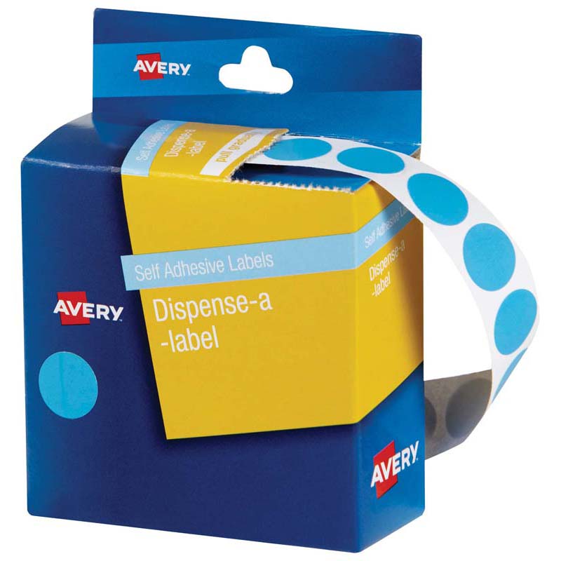 Avery Label Dispenser Dmc14lb Light Blue Round 14mm 1050 Pk